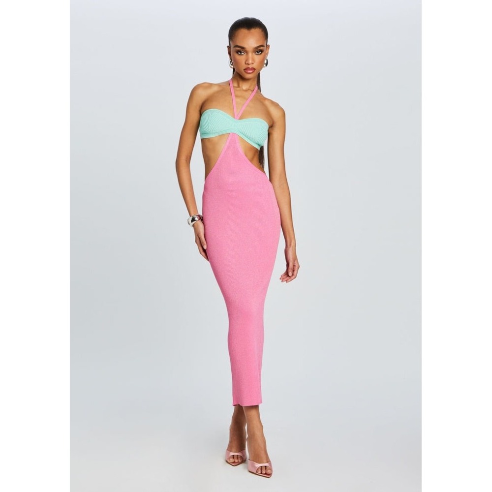 Retrofête Eloisa‎ Knit Maxi Dress Metallic Candy Pink Size Large NWT